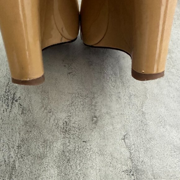 Tory Burch Trudy Peep Toe Patent Leather Wedge Size 7 - Picture 12 of 15